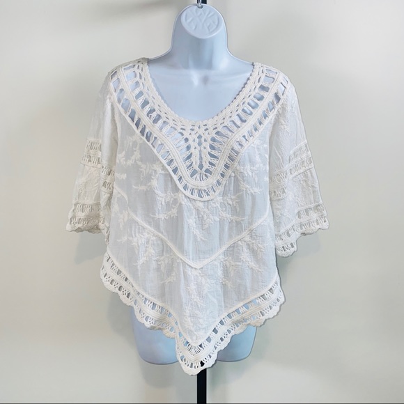 Beautiful Love J Off The Shoulder Boho Chic Crochet Smock Top Size M - Picture 6 of 10